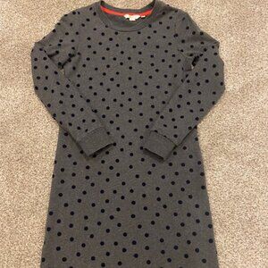 Boden Women's Grey Sweatshirt Dress w/Navy Velvet Polkadots Size 4